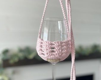 Gehäkelter Weinglashalter, personalisiertes Schlüsselband, Weihnachtsgeschenkbörsen, Geburtstag, Brautparty, Brautjungfern, Gartenparty, Weinliebhaber