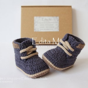 Crochet baby booties unisex baby shoes work boots worker boots construction 0-3 3-6 6-9 months baby boy gift announcement