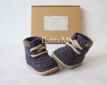 Crochet baby booties unisex baby shoes work boots worker boots construction 0-3 3-6 6-9 months baby boy gift announcement