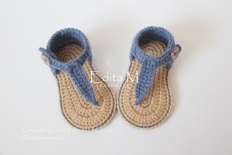 Crochet baby sandals beach shoes denim blue gift for baby unisex baby sandals tan gladiator sandals unisex baby booties baby shower