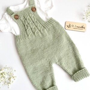 Knitted baby dungarees size 0-3 months baby trousers handknitted baby clothes baby outfit warm pants winter fashion neutral gender unisex image 7