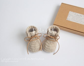 Unisex baby booties crochet baby shoes baby boots baby boy sneakers 0-3 3-6 6-9 months gift for baby announcement new mom