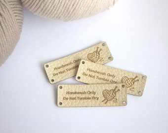 Eco leather labels, knitting labels, personalized tags, sewing, crochet, 2x6cm, personalised labels, custom logo label, engraved labels