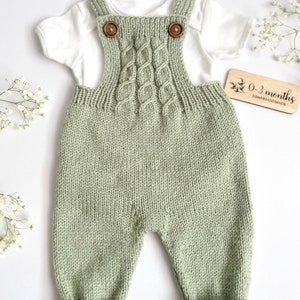 Knitted baby dungarees size 0-3 months baby trousers handknitted baby clothes baby outfit warm pants winter fashion neutral gender unisex image 6