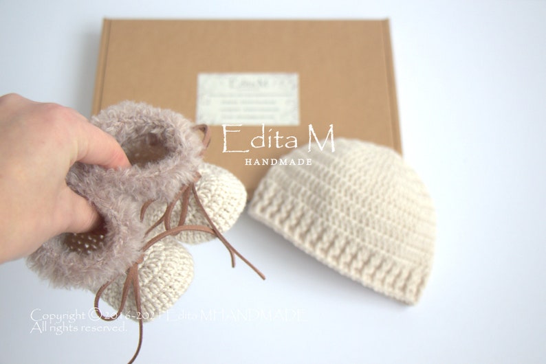 merino wool silk Crochet baby set hat newborn booties unisex newborn set cashmere baby shoes baby shower gift gift for new mom