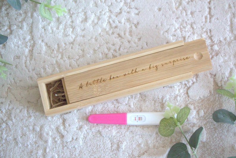 Engraved pregnancy announcement box, personalised pregnancy test box, customized ultrasound scan picture box, wooden keepsake box, baby image 8