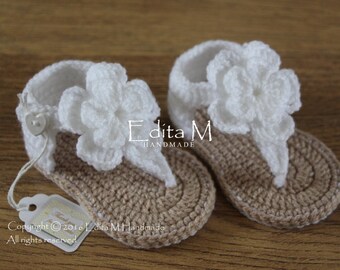 Crochet baby sandals, gladiator sandals, baby booties, baby shoes, slippers, 0-3, 3-6, 6-9 months,flower sandals, gift for baby, baby shower