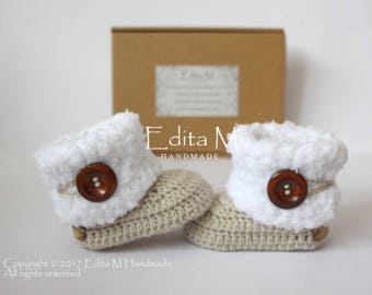 Crochet baby booties, unisex baby shoes, knitted baby boots, 0-3, 3-6, 6-9 months, winter boots,  shoes, baby shower, gift for baby