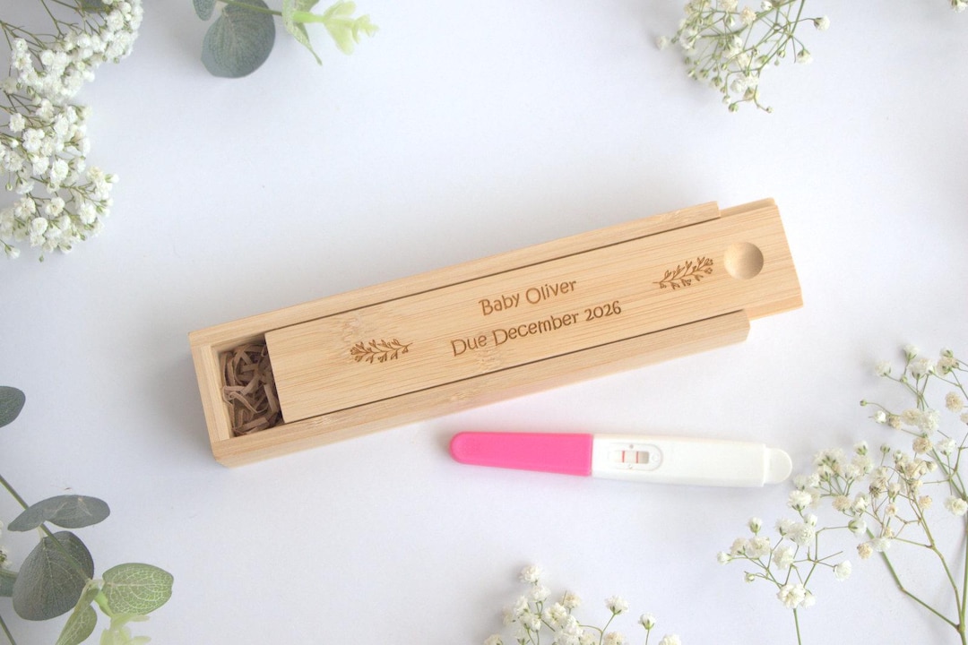 Personalised Pregnancy Announce Box, Baby Announcement, Bamboo ...