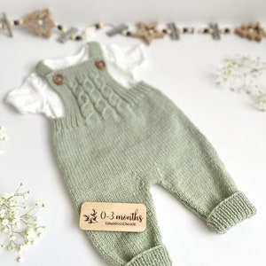 Knitted baby dungarees size 0-3 months baby trousers handknitted baby clothes baby outfit warm pants winter fashion neutral gender unisex image 9