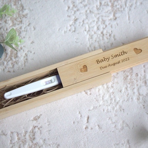 Boîte annonce de grossesse personnalisée, faire-part de bébé, boîte de test de grossesse en bambou, boîte souvenir personnalisée en bois, boîte souvenir en bambou