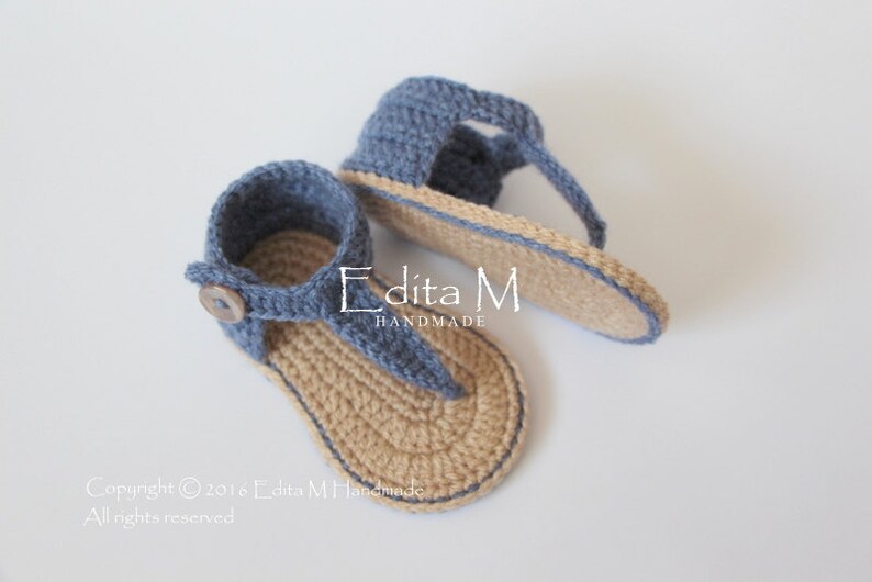 Crochet baby sandals beach shoes denim blue gift for baby unisex baby sandals tan gladiator sandals unisex baby booties baby shower