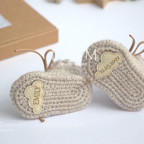 Personalised baby booties baby shoes personalized newborn boots baby boy sneakers unisex baby shoes gift for baby boy baby announcement