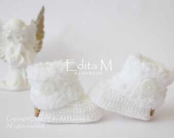 Crochet baby booties, unisex baby booties, baby shoes, fur baby booties, 0-3, 3-6, 6-9 months, winter boots, baby shower, gift for baby