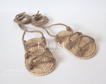 Crochet baby sandals, gladiator sandals, unisex slippers, flip flops, unisex baby shoes, 0-3, 3-6, 6-9 months, summer, gift for new parents
