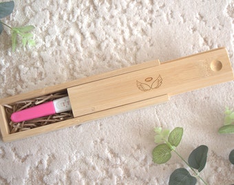 Pregnancy test box, angel baby, angel wings, ultrasound scan, wooden keepsake box, memory, infant loss, baby loss, miscarriage, memorial