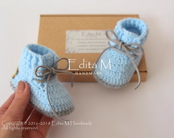 Crochet baby booties, baby shoes, boots, baby boy sneakers, unisex baby shoes,0-3, 3-6, 6-9 month, gift for baby boy, announcement, reveal