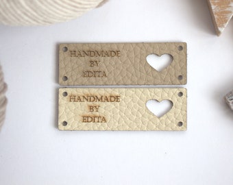 Eco leather labels, knitting labels, personalized tags, sewing, crochet, crafts, personalised labels, custom logo label, engraved labels