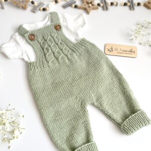 Knitted baby dungarees size 0-3 months baby trousers handknitted baby clothes baby outfit warm pants winter fashion neutral gender unisex image 8