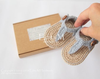 Gehäkelte Babysandalen, Gladiator Sandalen, Babyschuhe, Unisex Baby Booties, Babyschuhe, 0-3, 3-6, 6-9 Monate, Geschenk für neue Mutter, Sommer