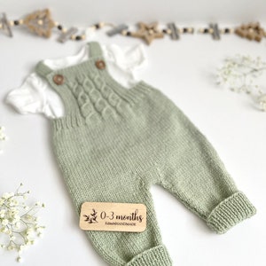 Knitted baby dungarees size 0-3 months baby trousers handknitted baby clothes baby outfit warm pants winter fashion neutral gender unisex image 10