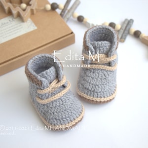 Crochet baby booties, unisex baby shoes, work boots, worker boots, construction, 0-3, 3-6, 6-9 months, baby boy, gift, announcement,