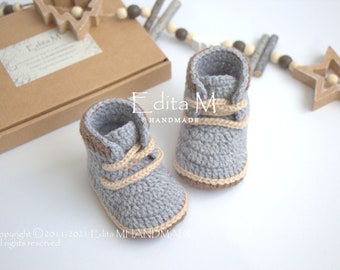 Crochet baby booties, unisex baby shoes, work boots, worker boots, construction, 0-3, 3-6, 6-9 months, baby boy, gift, announcement,