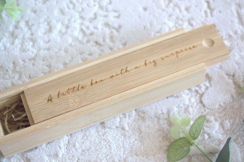 Engraved pregnancy announcement box, personalised pregnancy test box, customized ultrasound scan picture box, wooden keepsake box, baby image 9