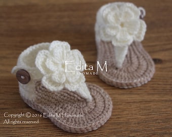 Sandalias de bebé de crochet, sandalias gladiadoras, patuquitos de bebé, 0-3, 3-6, 6-9 meses, zapatos de verano para bebé, sandalias de flores, regalo para bebé, baby shower