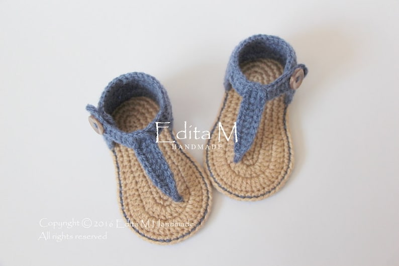 Crochet baby sandals beach shoes denim blue gift for baby unisex baby sandals tan gladiator sandals unisex baby booties baby shower