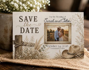 Rustic Western Save the Date Template | Engagement Photo Card (Digital Download)