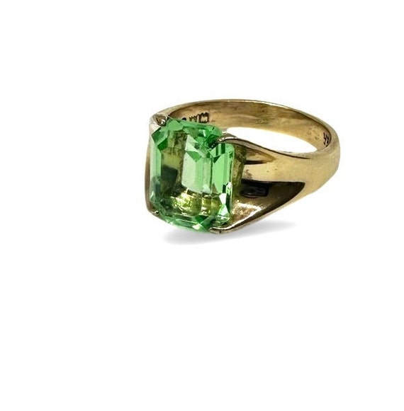 WONDERFUL Vintage 14ct Gold Vermeil 70s Emerald cu