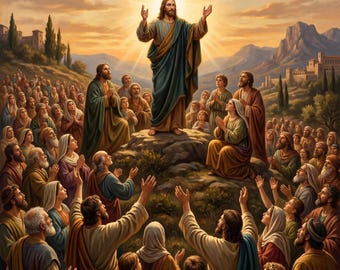 Sermon on the Mount Canvas Print | Jesus Biblical Scene Wall Art