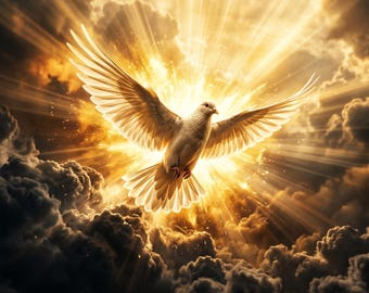 Holy Spirit Dove Storm Canvas Print | Cinematic Christian Wall Art | Faith Decor