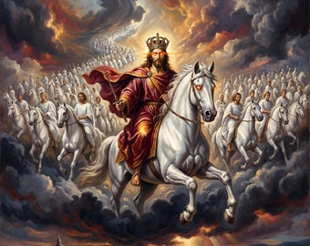 Second Coming Canvas Print | Revelation 19 King of Kings Art, Renaissance Style