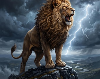 Lion of Judah Roaring Canvas Print | Epic Christian Wall Art | Bold Faith Decor