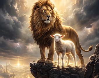 Lion and Lamb Canvas Print | Revelation Christian Wall Art | Epic Faith Decor