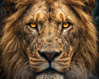 Lion of Judah Portrait Canvas Print | Close Up Christian Wall Art | Bold Faith