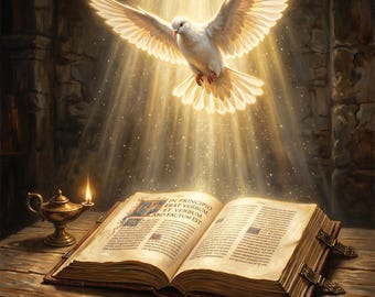Holy Spirit Dove Bible Canvas Print | Christian Wall Art | Scripture Home Decor