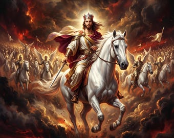 Warrior King Canvas Print | Revelation Christ Art, Christian Prophecy Decor