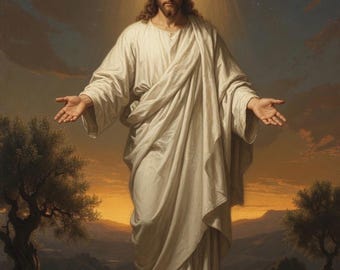 Jesus on the Hillside Canvas Print | Renaissance Christian Wall Art | Faith Home Decor