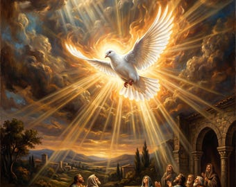 Holy Spirit Dove Canvas Print | Radiant Divine Presence Christian Art