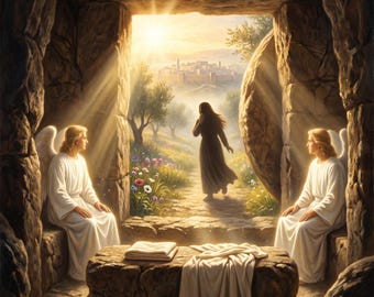 Empty Tomb Canvas Print | Resurrection Christian Wall Art | Easter Faith Decor