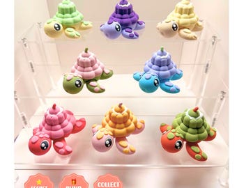 カメゼリークリッカーブラインドボックス｜かわいいフィジェットトイ｜3Dプリントコレクターズアイテム｜シークレットタートルチェイス｜かわいいギフト