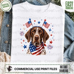 Patriotic Pointer Dog PNG, 4th of July Pointer Sublimation Design, USA Flag Bandana Shirt Graphic, Pet Lover Digital Download