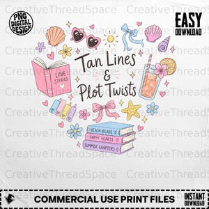 日焼け跡のプロットツイストPNG、夏の読書PNG、ビーチ読書シャツデザイン、ロマンスリーダーデジタルダウンロード