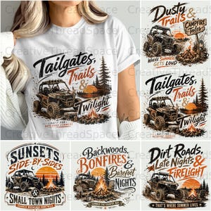 UTV Summer PNG Bundle, 5 Off Road Bonfire Designs, Side by Side Backroad Sublimation, Country Camping Shirt Graphics