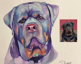 Custom Pet Art Hand Painted Watercolor
