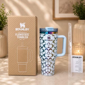 Specialtillverkad Coach Stanley Cup, lasergraverad rostfri stålgåva 40oz Tumbler present unik Blå