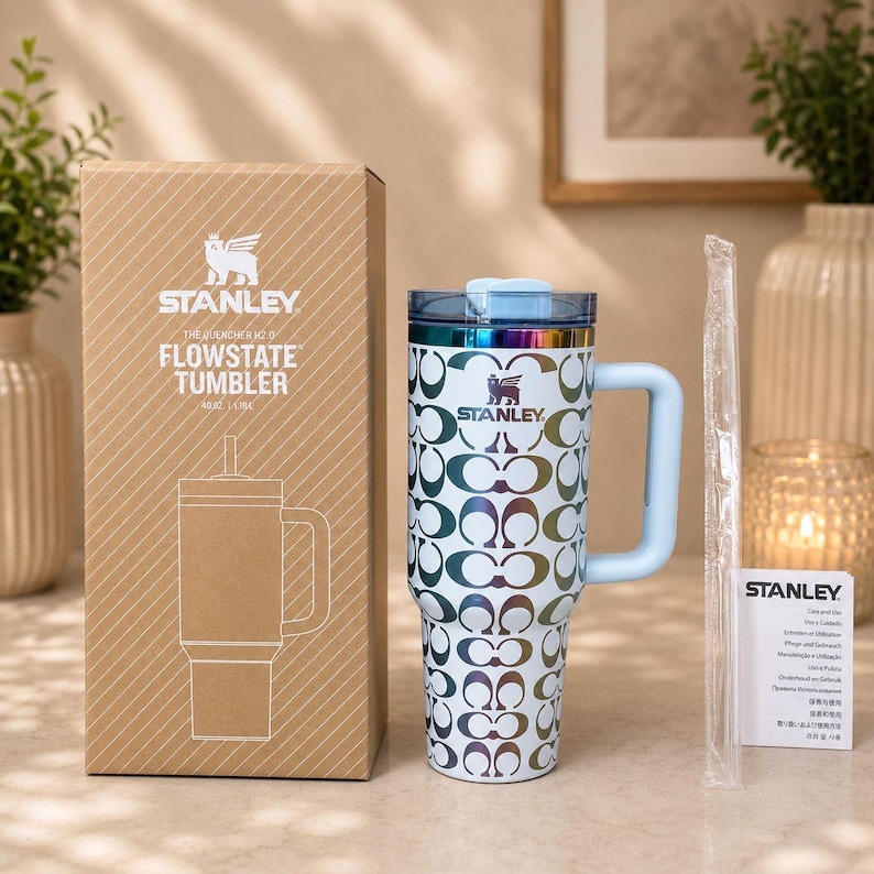 Specialtillverkad Coach Stanley Cup, lasergraverad rostfri stålgåva 40oz Tumbler present unik Blå
